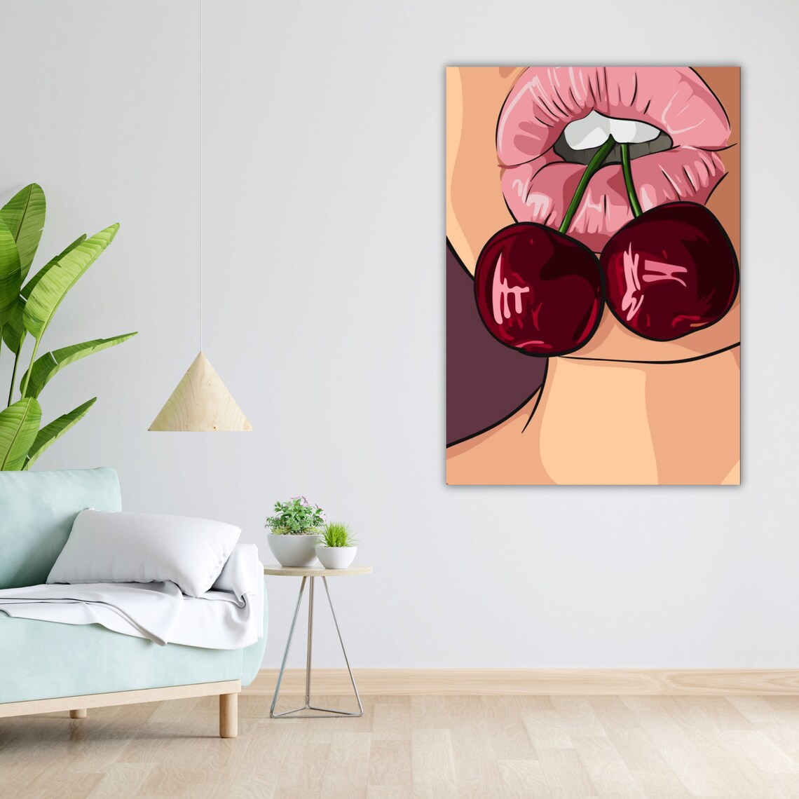 Sweet Cherry Wall Art Woman Art Print Home Decor Painting Cherry Wall Decor Artwork - Image 5