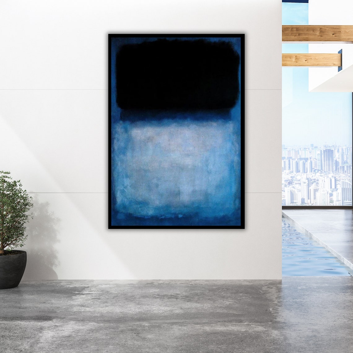 Black Blue Abstract Color Field Rothko Inspired Moody Art Poster - Image 5