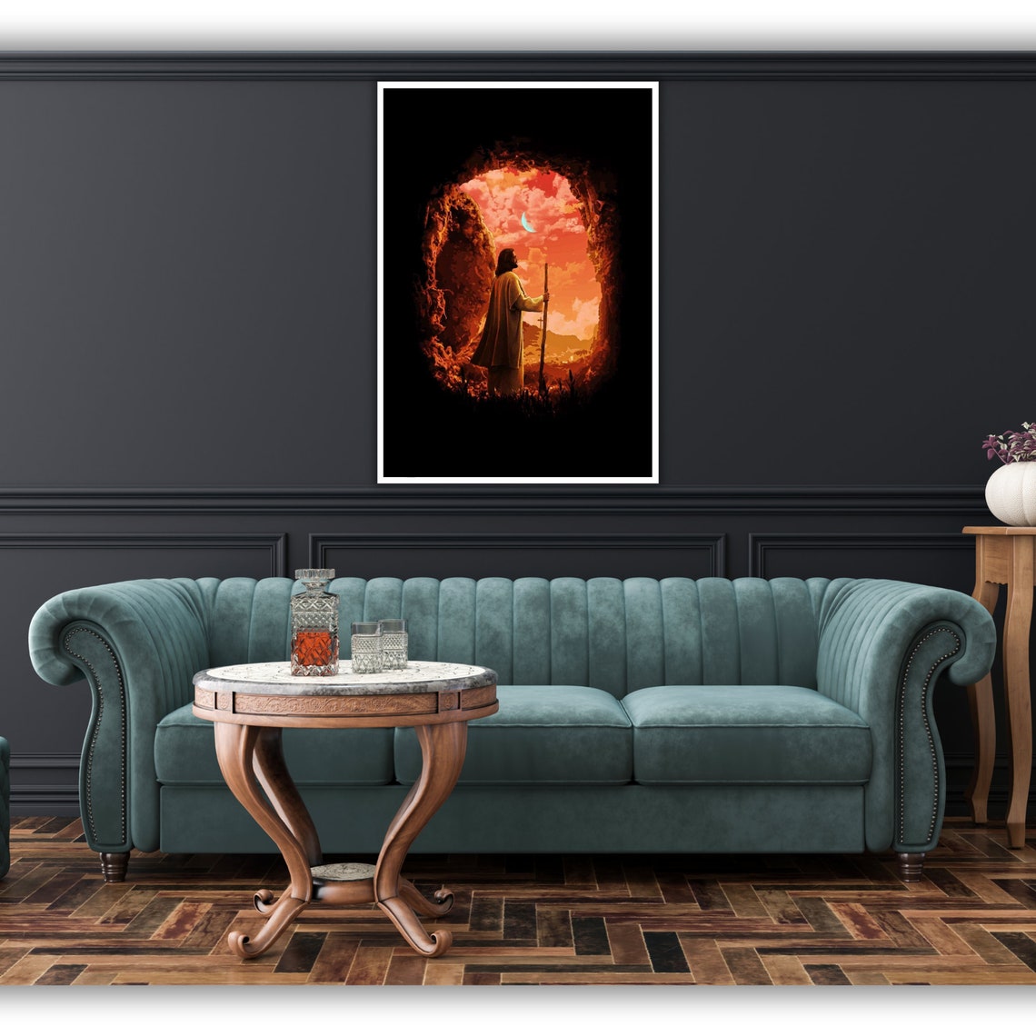 Jesus Cave Tomb Sunrise Silhouette Resurrection Staff Art Poster - Image 3