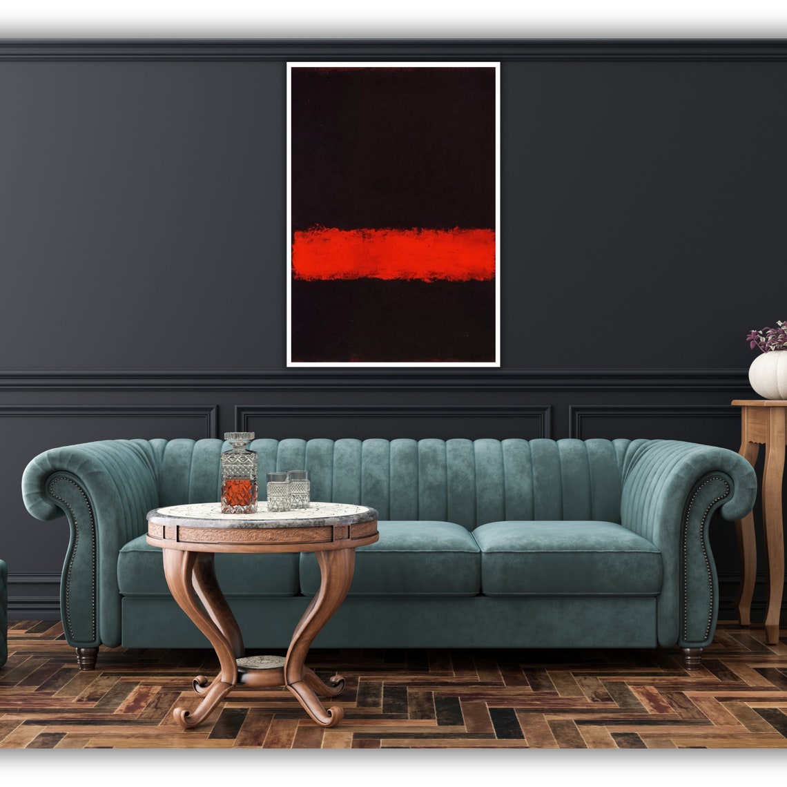 Mark Rothko Style Black Red Band Dramatic Abstract Art Poster - Image 2