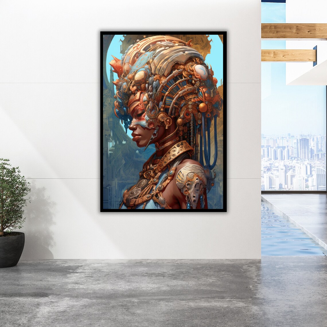 Ethnic Art Print African Woman Ready To Hang Framed Wall Decor Cultural Home Decor Wall Art - Image 2