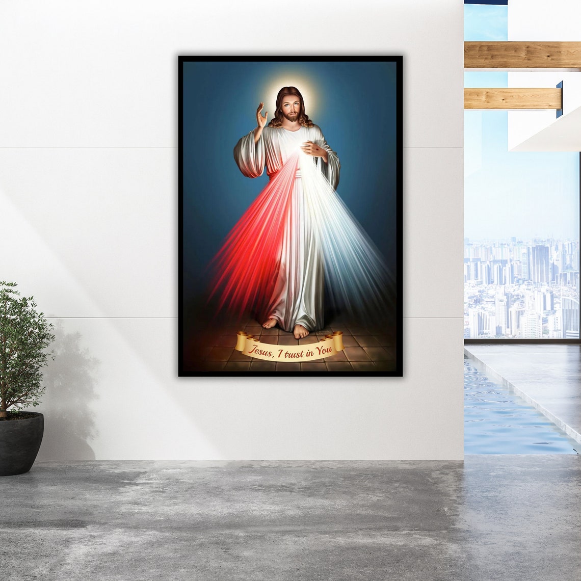 Divine Mercy Jesus Red White Rays Jesus I Trust In You Art Poster - Image 3