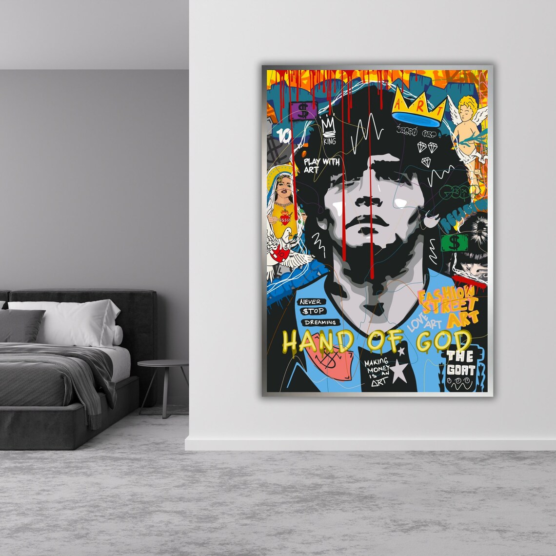 Diego Maradona Hand of God Pop Art Graffiti Soccer Sports Poster - Image 3