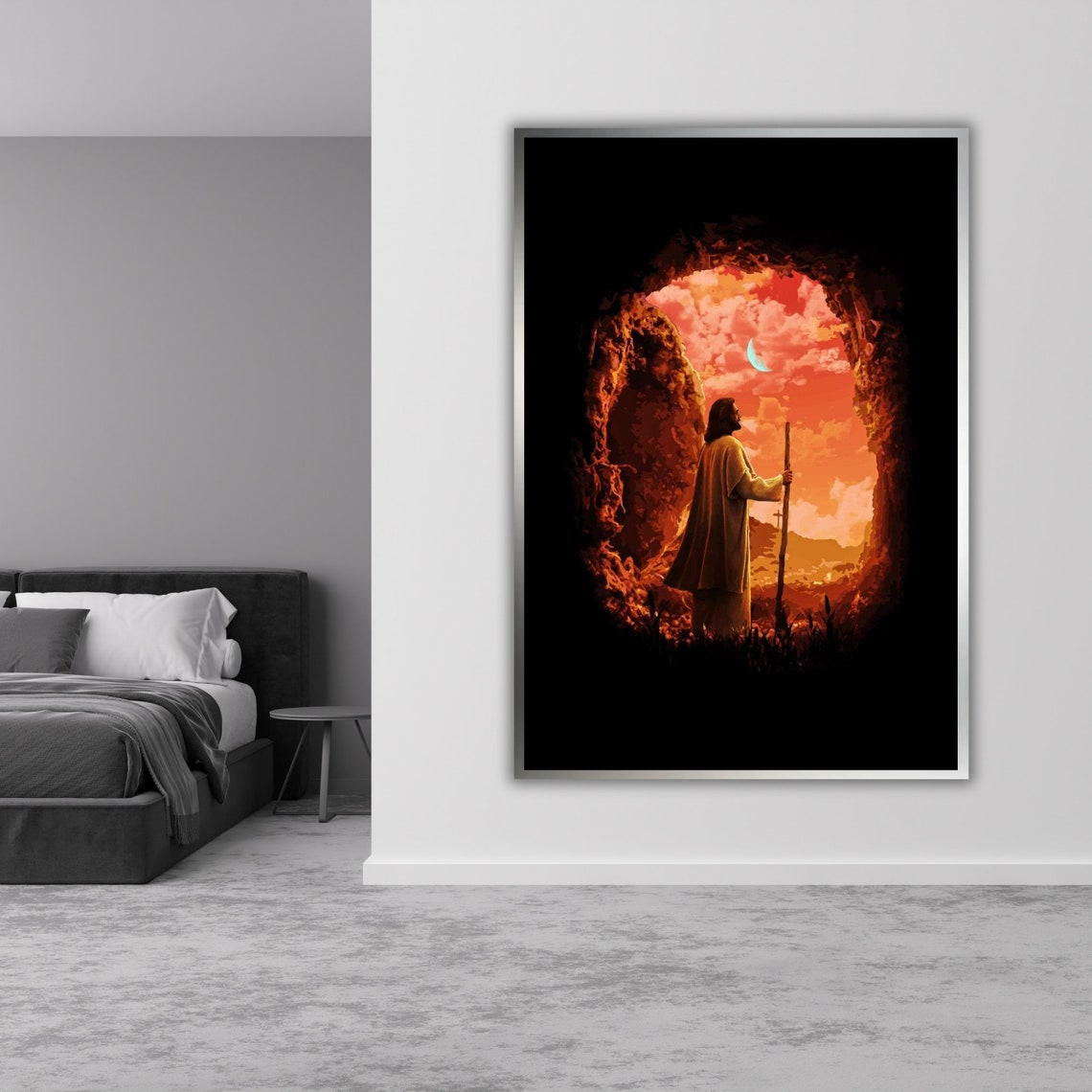 Jesus Cave Tomb Sunrise Silhouette Resurrection Staff Art Poster - Image 4