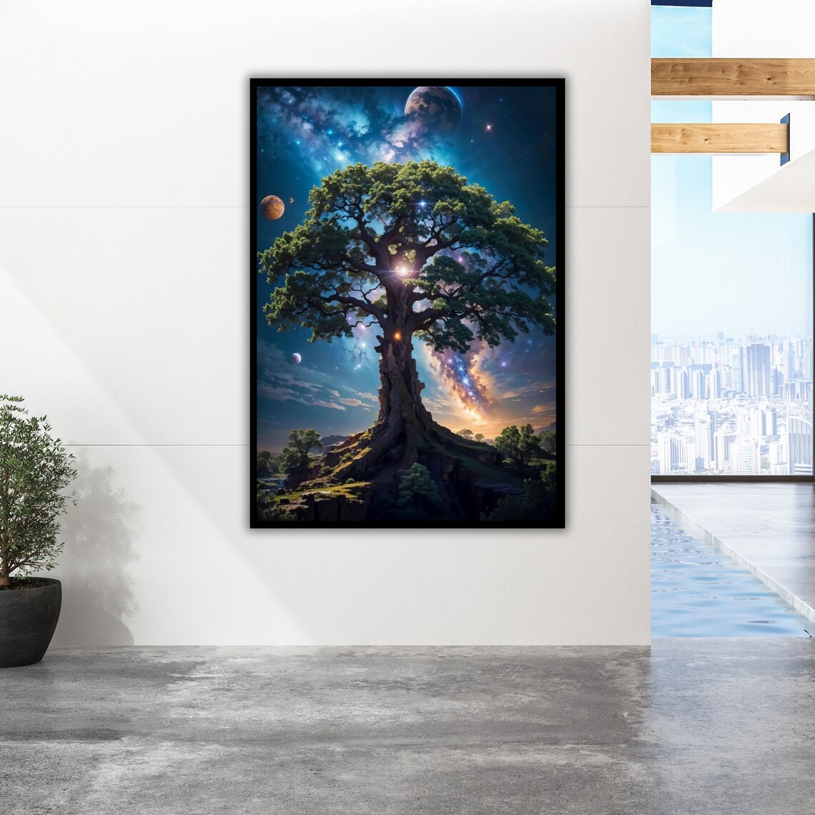 Framed Surreal Tree Art Ready To Hang Large Wall Decor Nature Inspired - Image 2