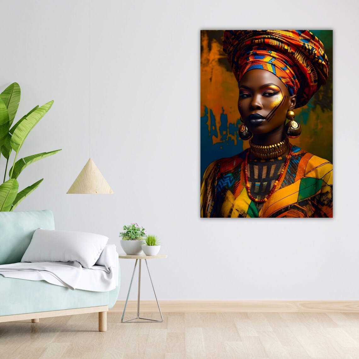 Ethnic Art Print African Woman Ready To Hang Framed Wall Decor Cultural Home Decor Wall Art - Image 5