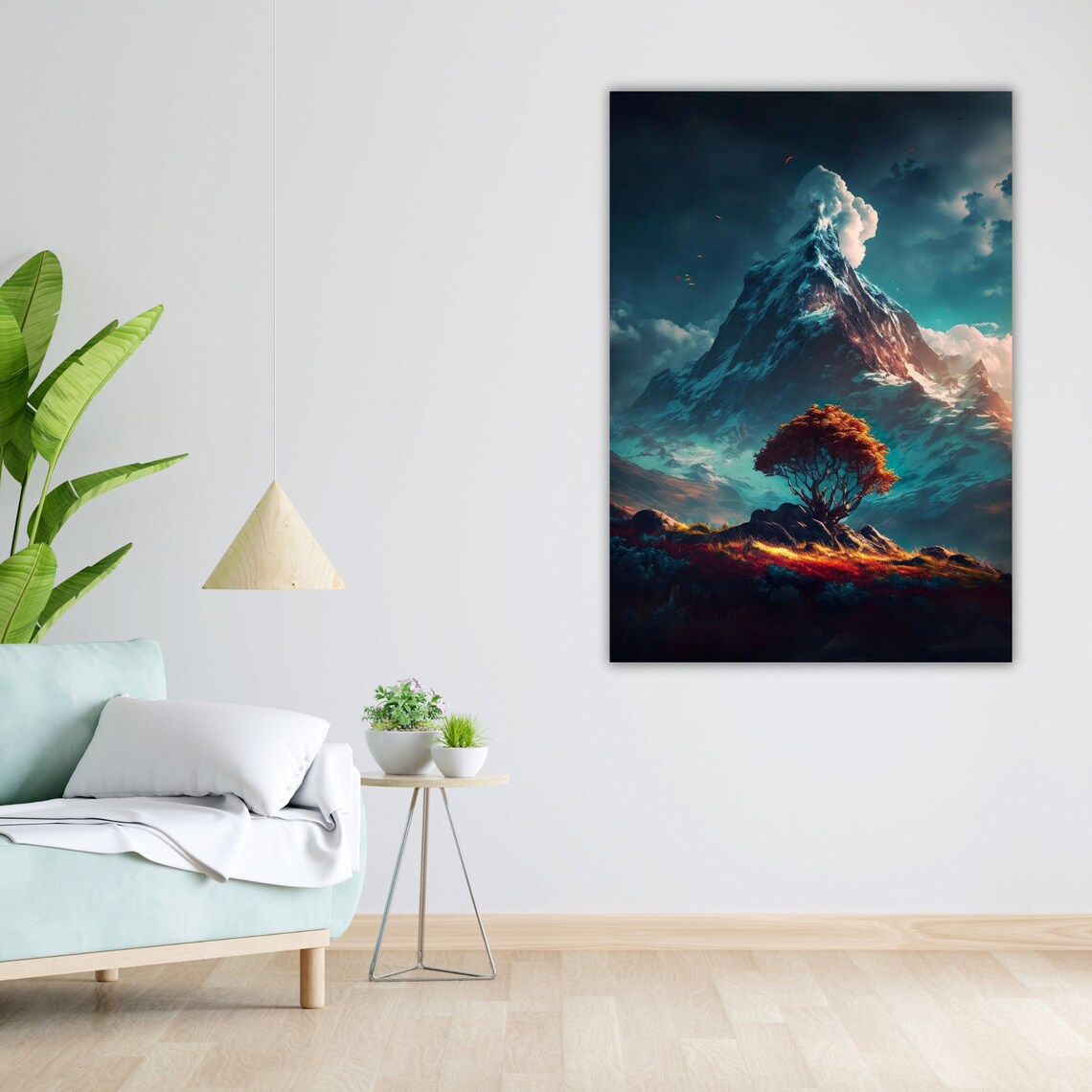 Tree And Mountain Print Ready To Hang Framed Wall Art Nature Decor - Image 5