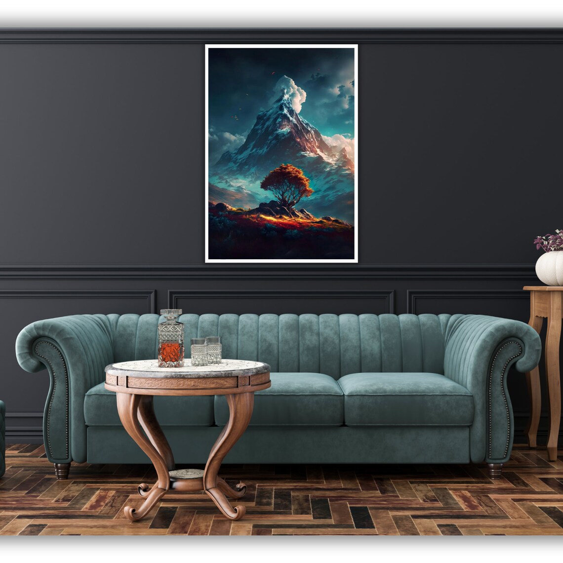 Tree And Mountain Print Ready To Hang Framed Wall Art Nature Decor - Image 4