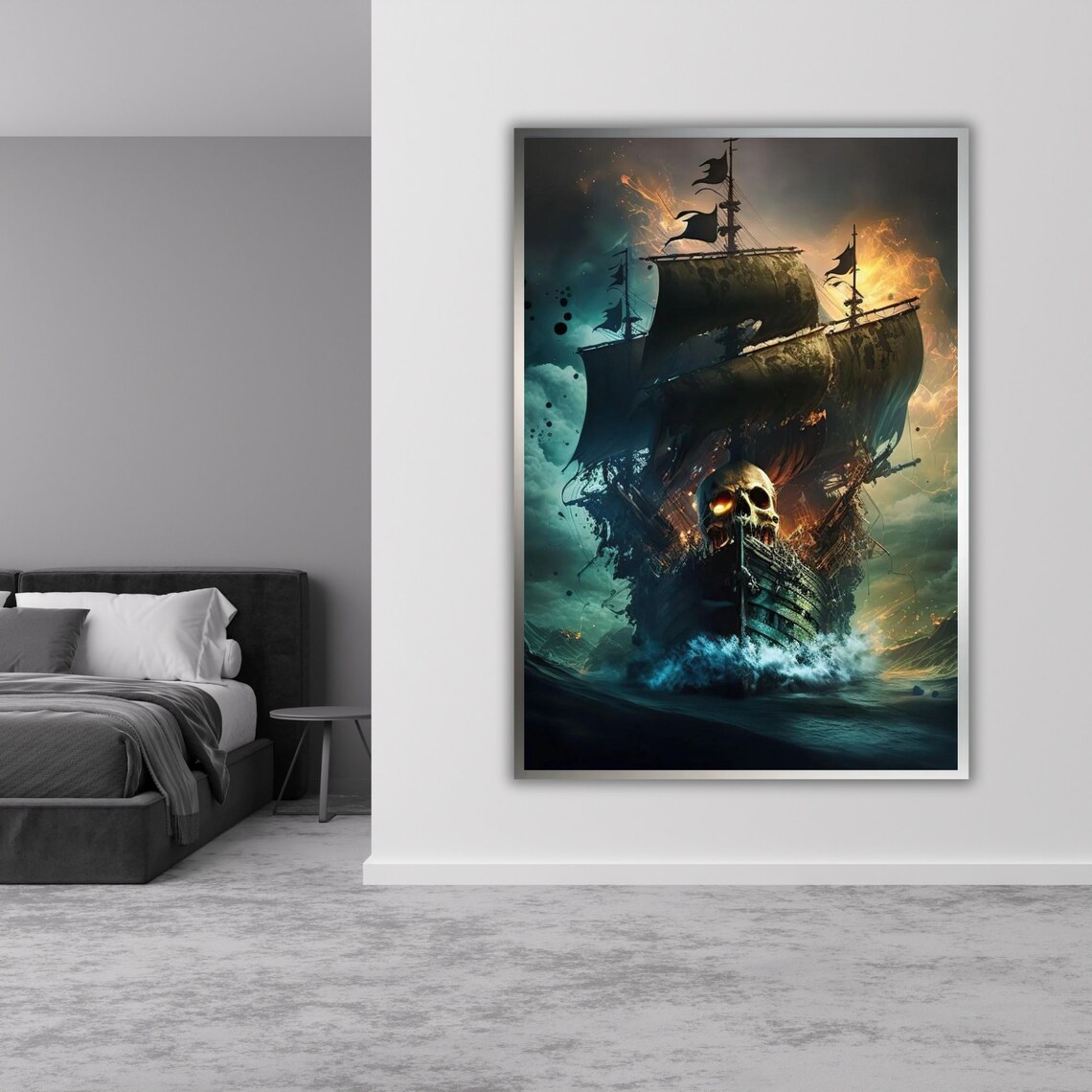 Pirate Ship Print Nautical Wall Art Ready To Hang Framed Ocean Decor - Image 4