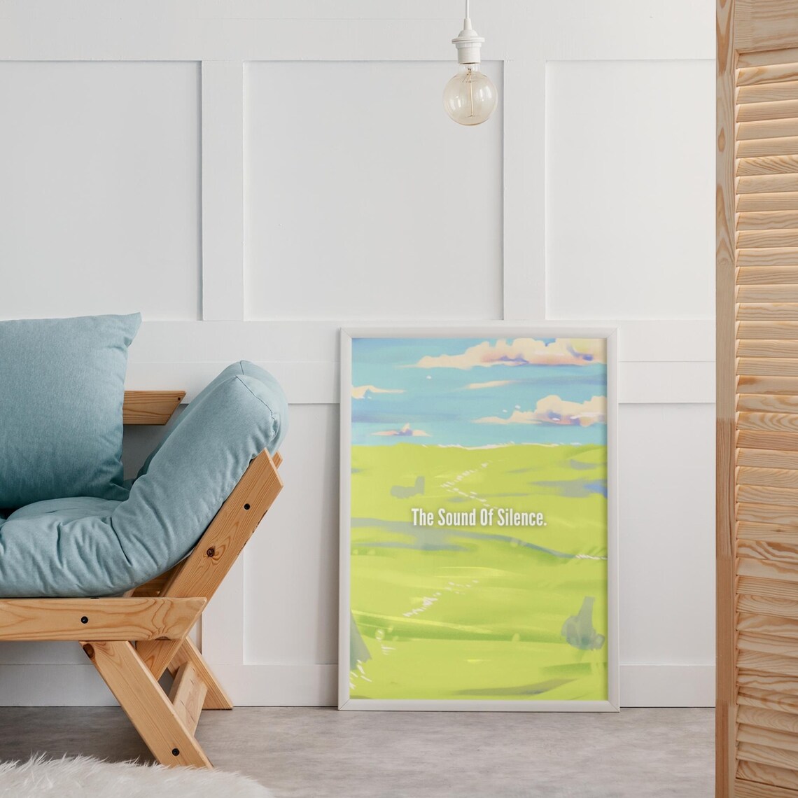 The Sound Of Silence Quote Minimalist Sage Green Meadow Field Poster