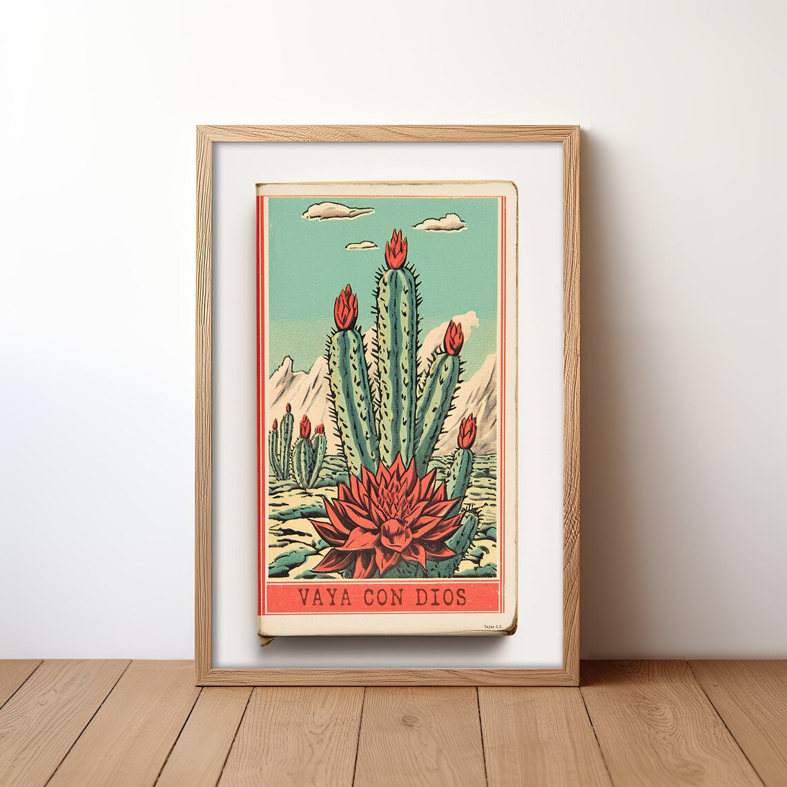Cactus Landscape Vintage Western Poster Print