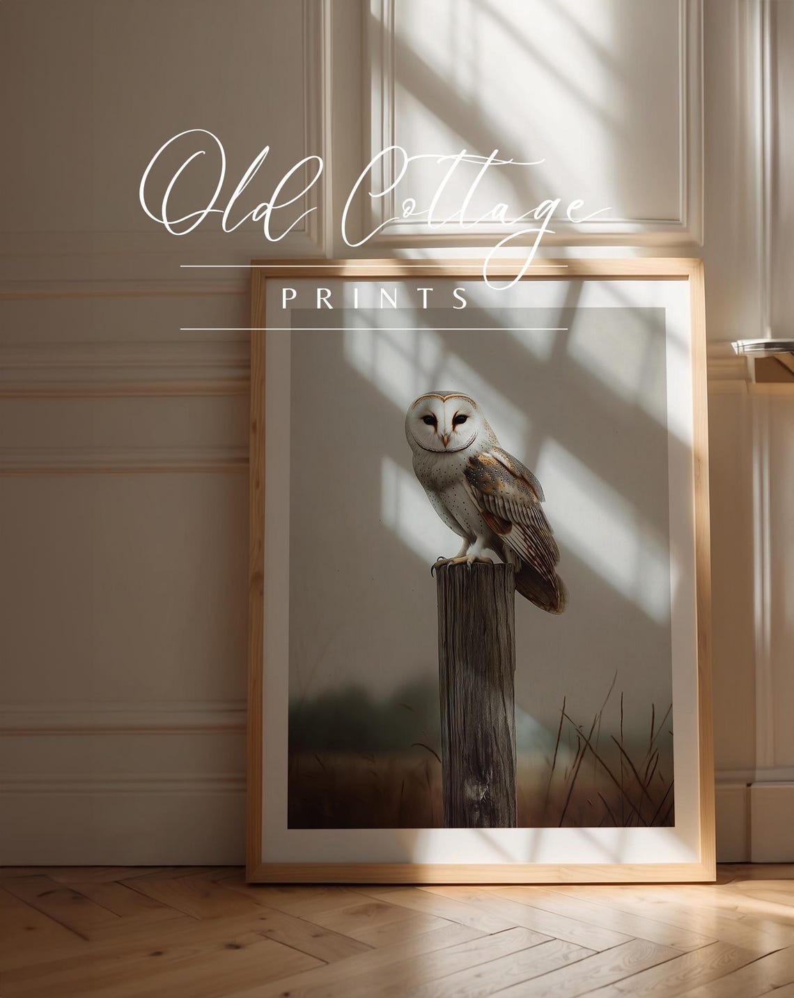 Rustic Barn Owl on Wooden Post Serene Wildlife Nature Poster - Image 3