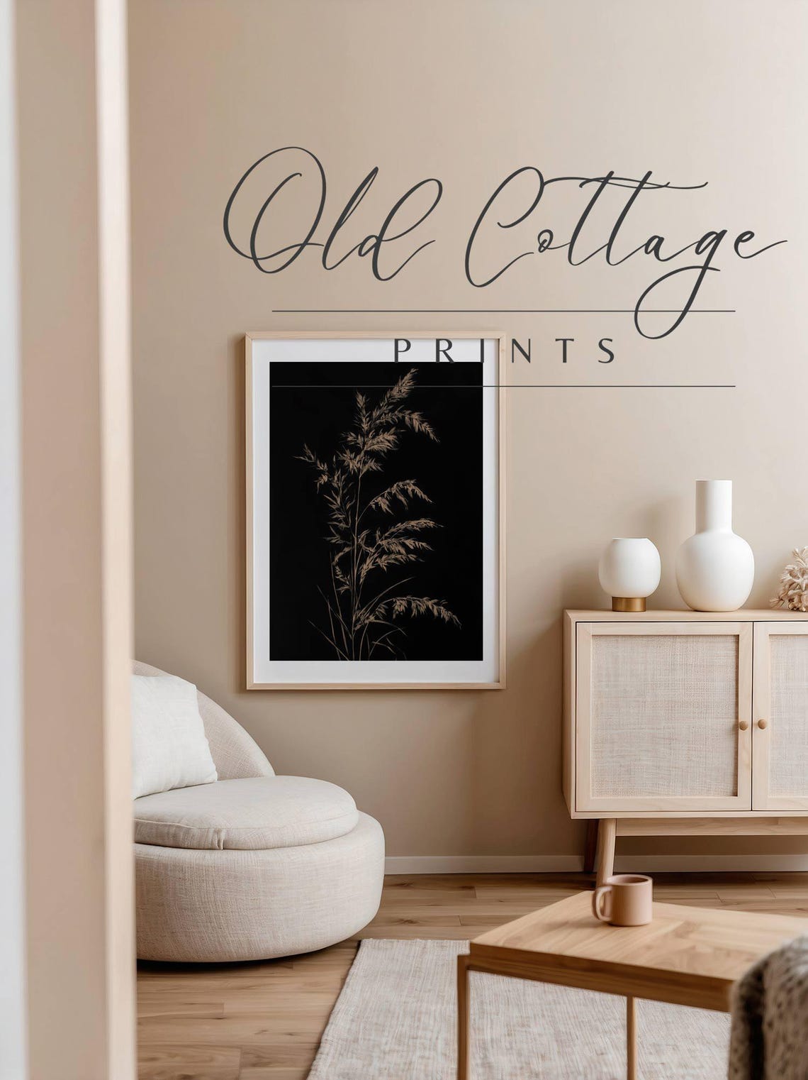Wheat Grass Sketch Nature Inspired Minimalist Wall Art Feathered Plant Stems Neutral Decor Delicate Grass - Image 3