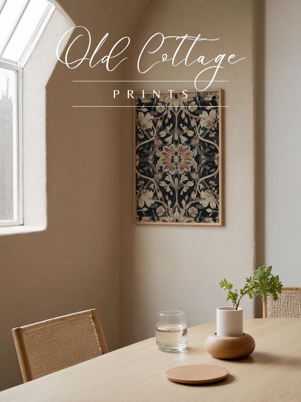 Dark Floral Tapestry Pattern Vintage Arts and Crafts Art Poster - Image 3