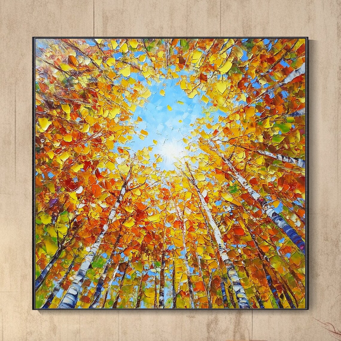 Boho Autumn Birch Forest Landscape Art Print, Modern