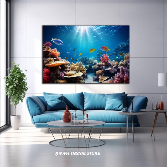 Under Sea Aquarium Fish Wall Art Print, Ocean Decor