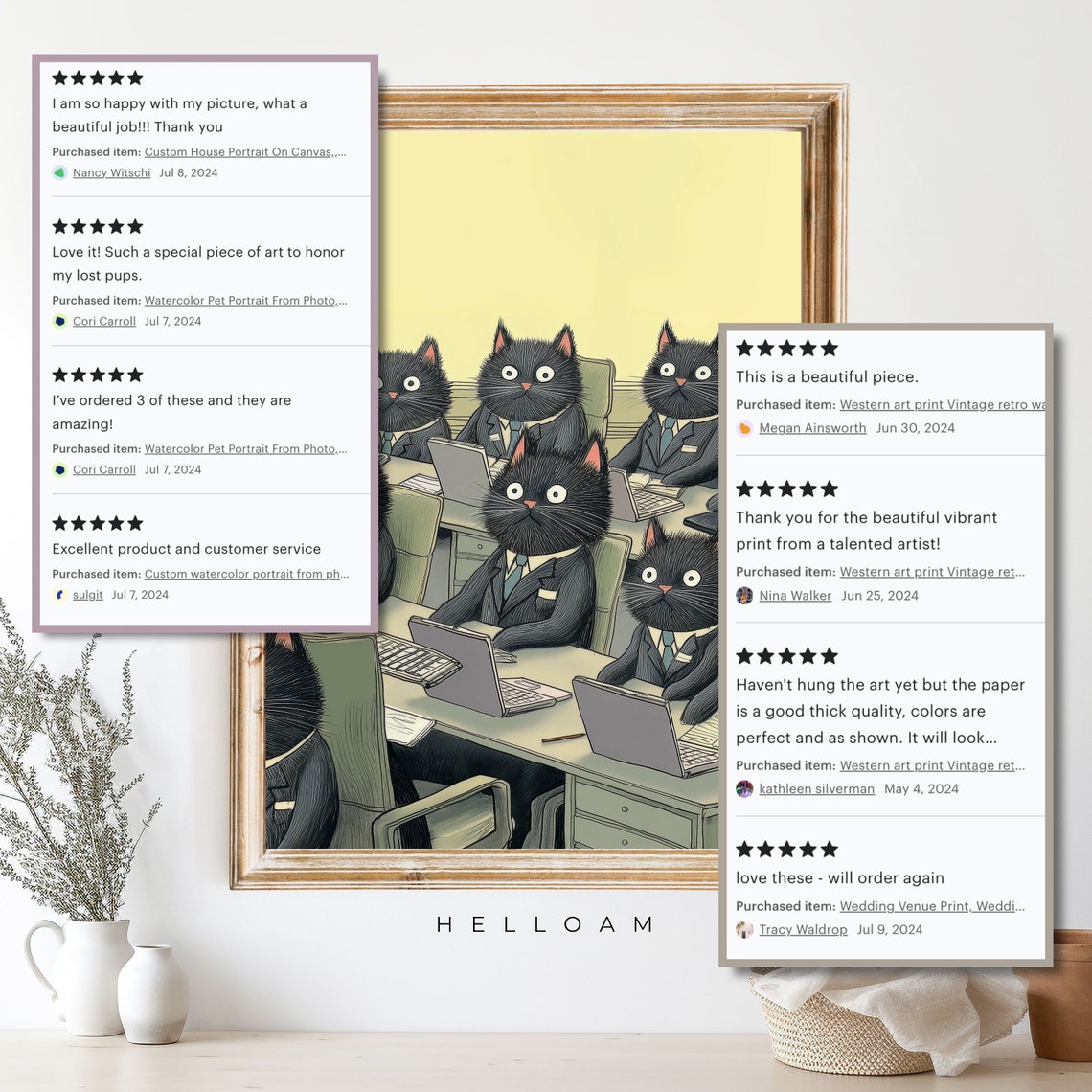 Black Cats Business Office Laptops Funny Corporate Work Humor Poster - Image 3