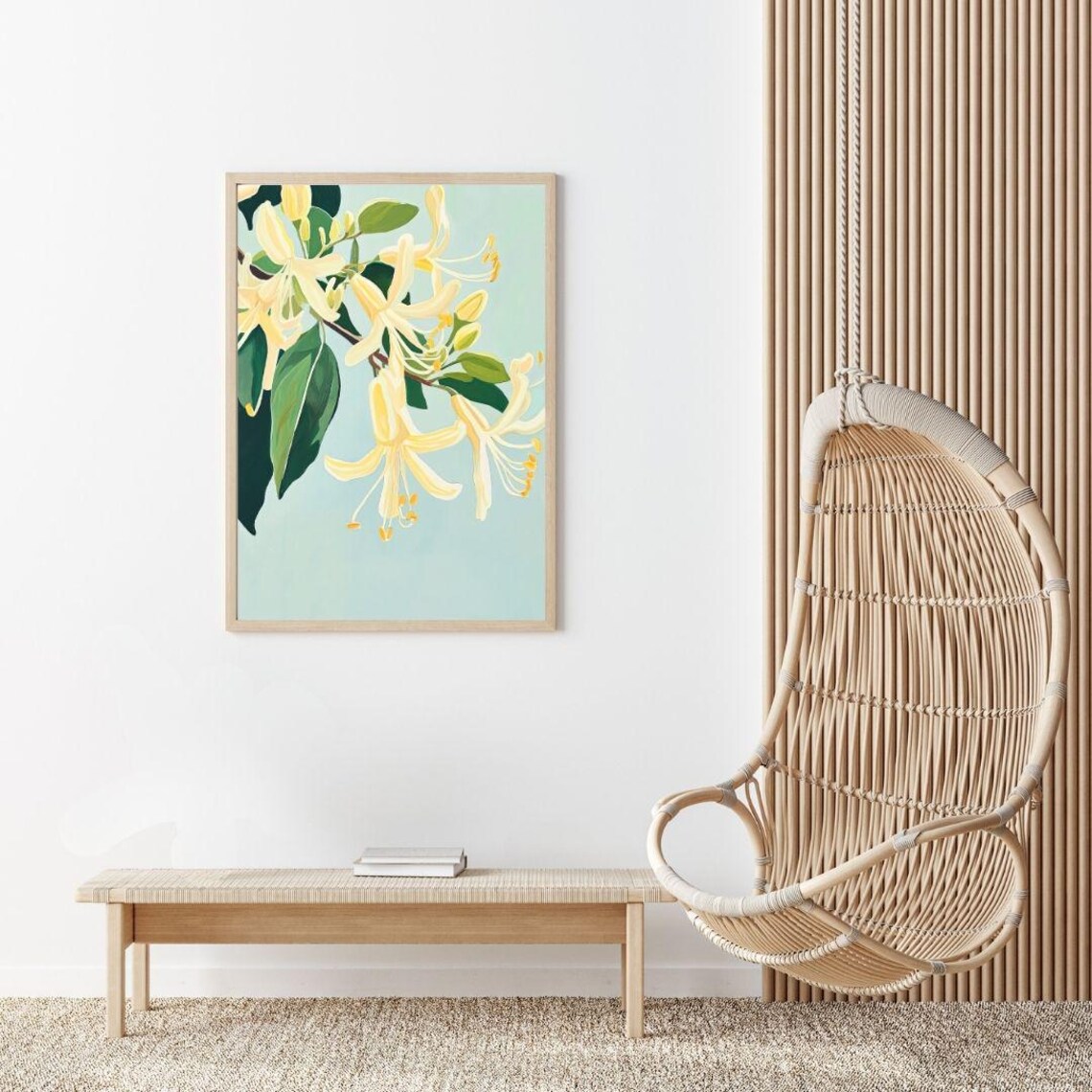 Honeysuckle Flower Watercolor Art Print, Botanical - Image 2