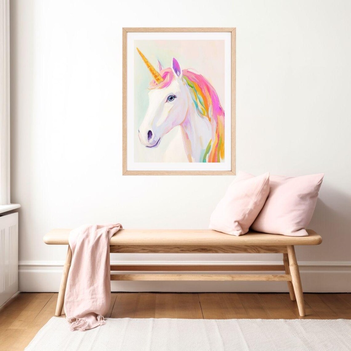 Rainbow Unicorn Whimsical Fantasy Art Print, Girls Room - Image 2