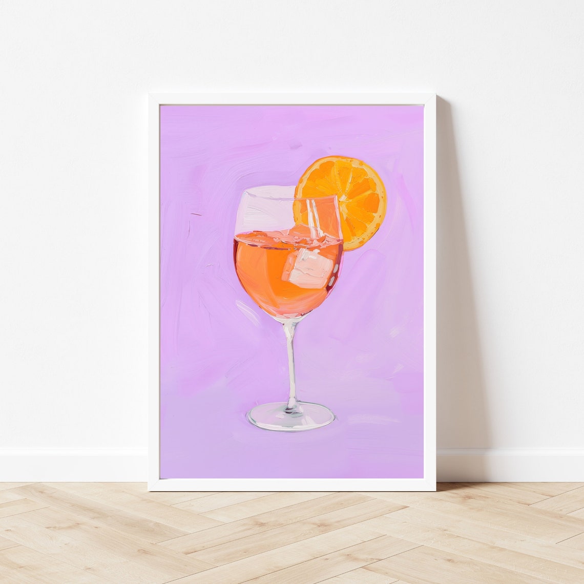 Classic Aperol Spritz Cocktail Purple Background Bar Cart Poster - Image 2