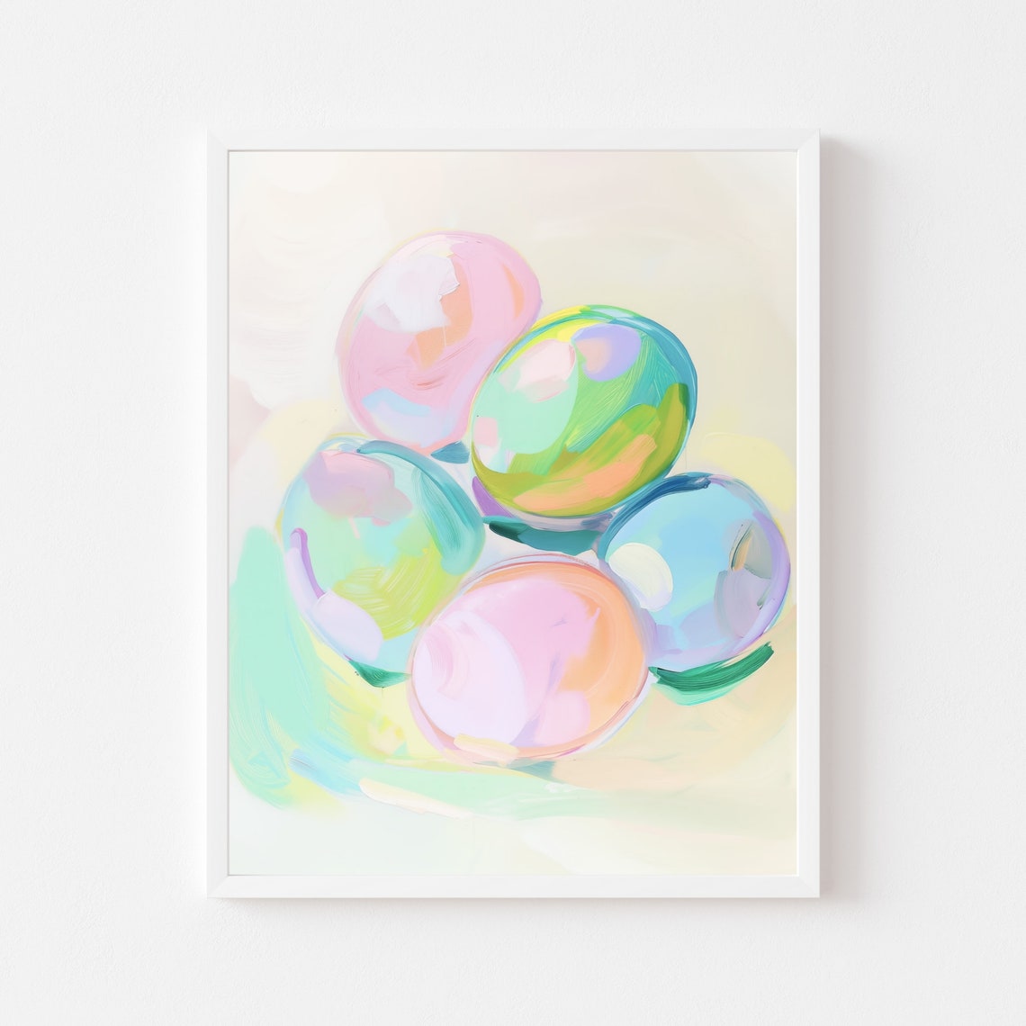 Pastel Easter Eggs Painting Pink Blue Green Spring Holiday Art Poster