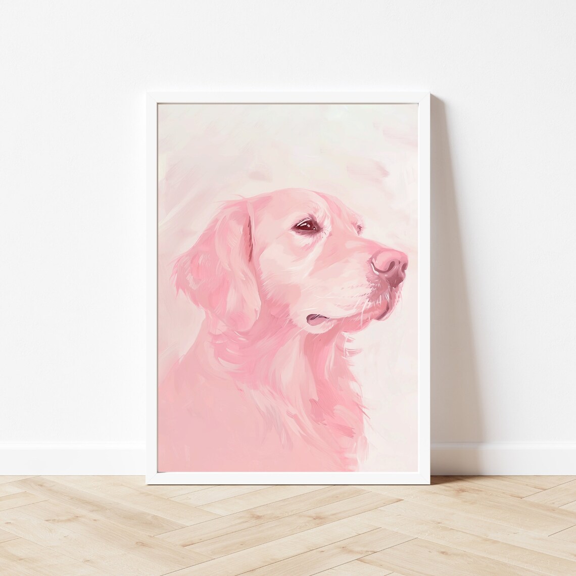 Golden Retriever Puppy Portrait, Pastel Wall Art Print - Image 2