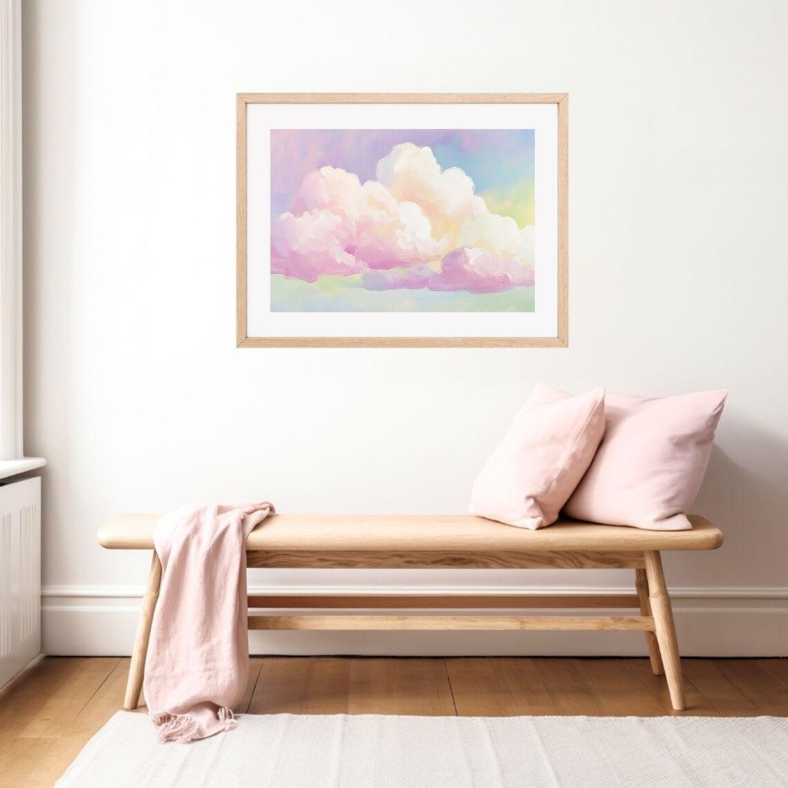 Pastel Cloud Painting, Pink Sunset Watercolor Art Print - Image 2