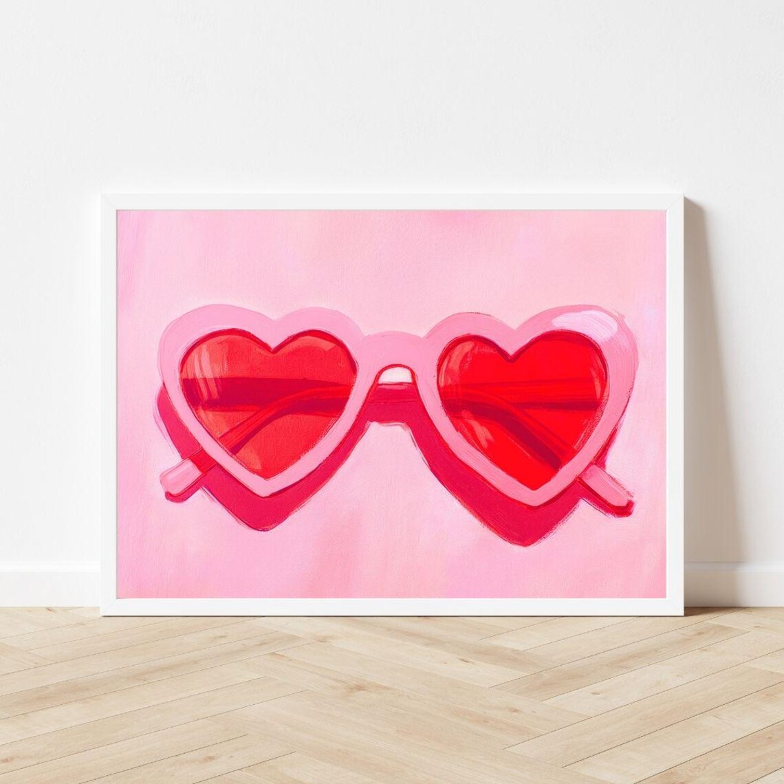 Pink Heart Sunglasses Valentines Day Cute Preppy Girls Room Art Poster - Image 3