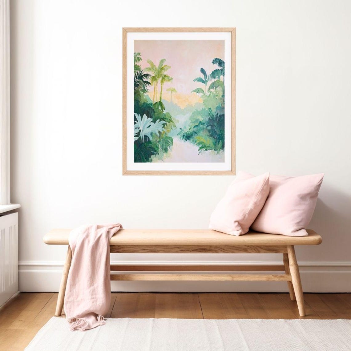 Tropical Palm Trees At Sunset Pastel Jungle Painting Wall Poster - Image 2
