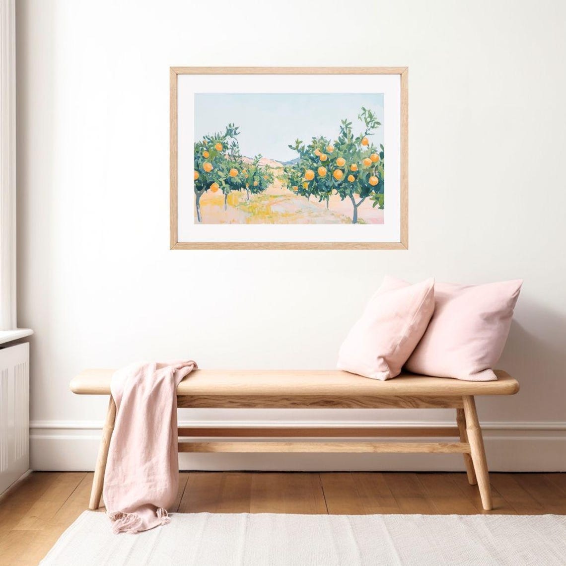 Pastel Orange Grove With Ripe Oranges in Summer Orchard Poster - Image 2