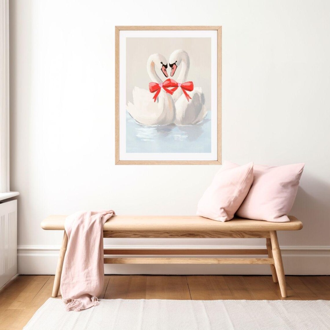 Swans In Love, Preppy Valentine Girls Room Art Print - Image 2