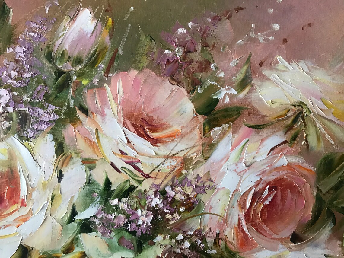 Blush Roses In Glass Vase Soft Pink White Blooms Floral Art Poster - Image 2