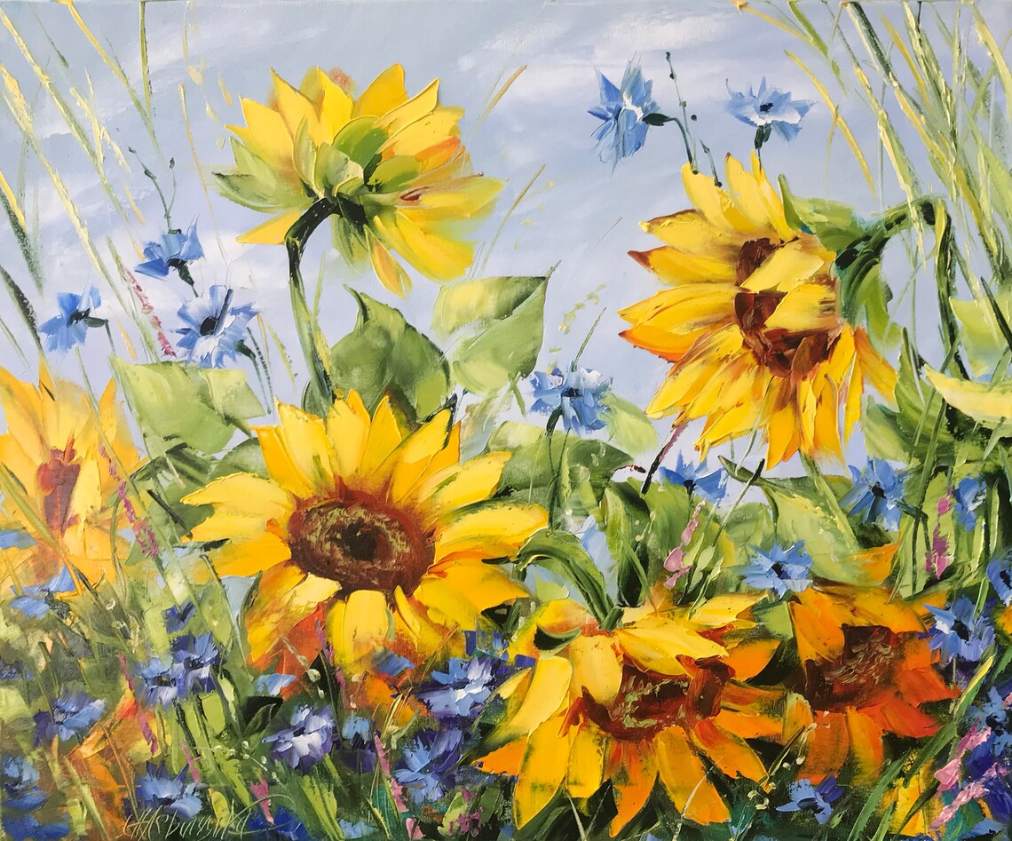 Ukraine Sunflower Field, Oil-Painting Style Art Print