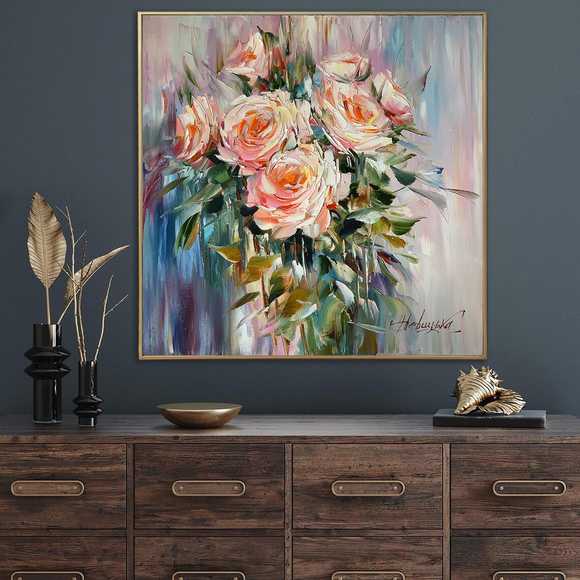 Abstract Rose Painting, Floral Oil-Style Art Print - Image 2