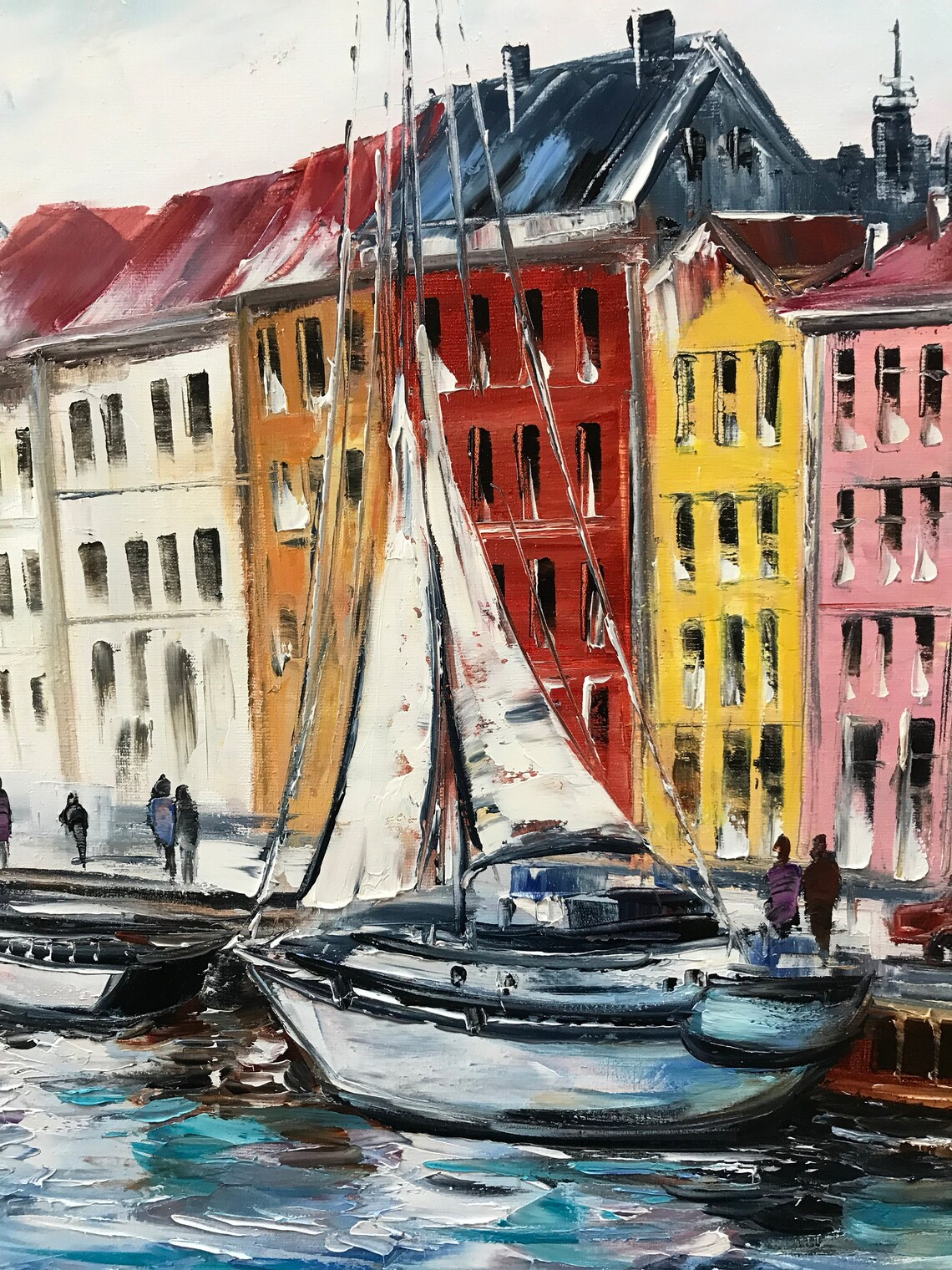 Copenhagen Denmark Nyhavn Colorful Harbor Sailboats Art Poster - Image 2