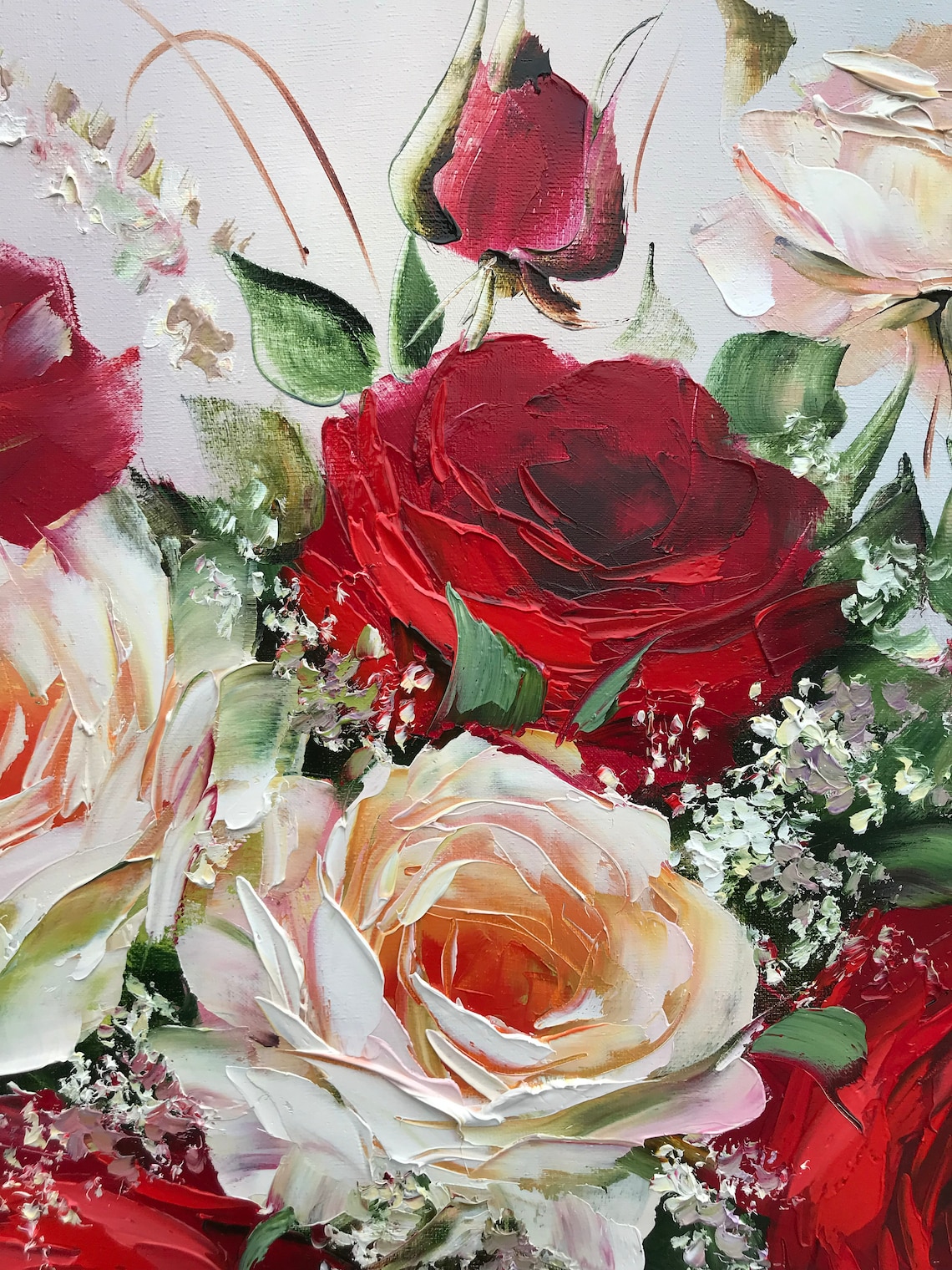 Rose Oil Painting, Floral Bouquet Wall Art Print - Image 2