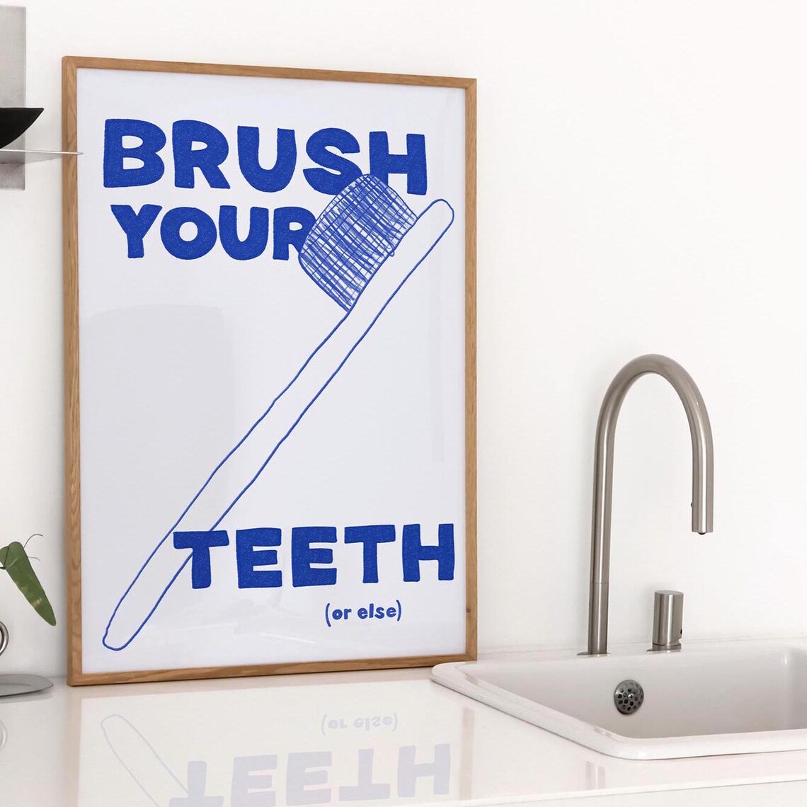 Brush Your Teeth Bathroom Typography Art Print, Mid-Century - Image 3