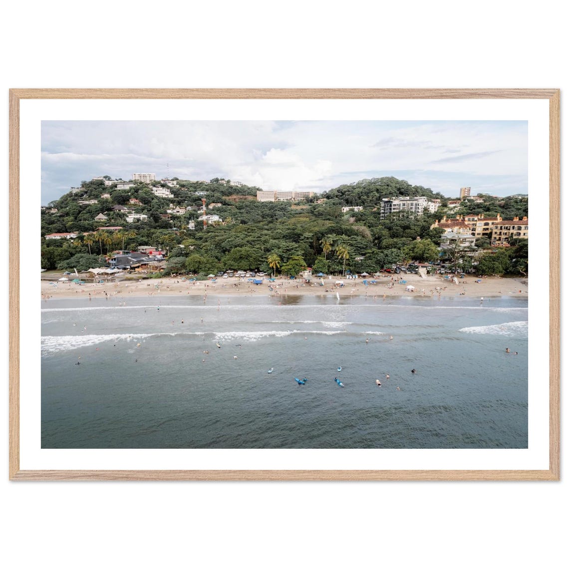 Aerial Tropical Beach Surf Town Coastline Photography Poster