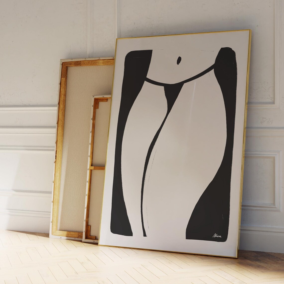 Abstract Woman No1 Black and White Poster Minimal Torso Line Art