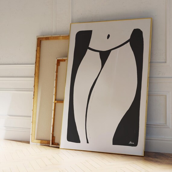 Abstract Woman No1 Black And White Art Minimalist Mid Century Simple Modern Wall Trending Mdoern Home Decor