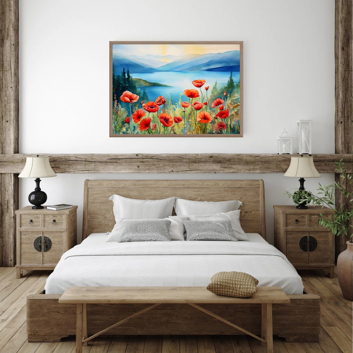 Mountain River Watercolor Art Print Landscape Panoramic Wall Art Home Decor Gift - Image 2