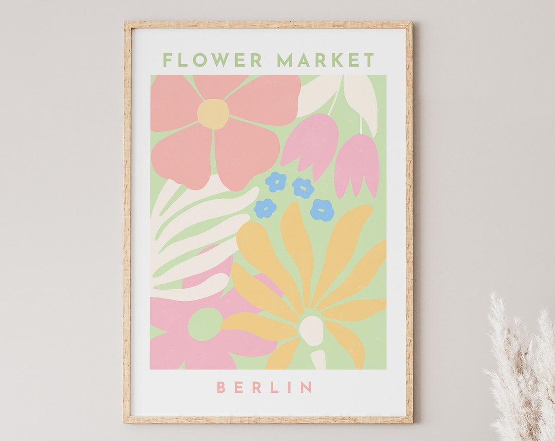Flower Market Berlin Pastel Floral Abstract Modern Botanical Wall Art