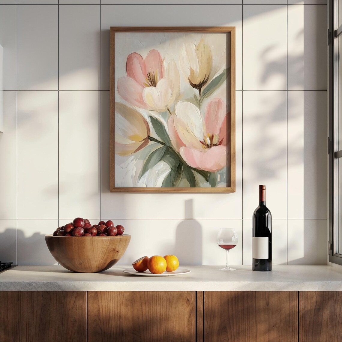 Soft Pink Tulips Vintage Floral Oil Painting Botanical Poster - Image 2