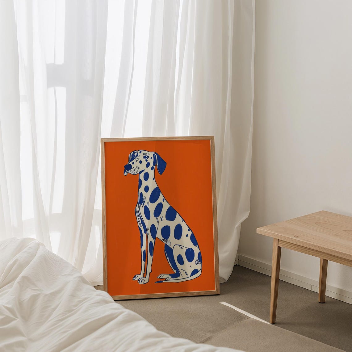 Sitting Dalmatian Dog Pop Art on Bold Orange Background Poster - Image 3