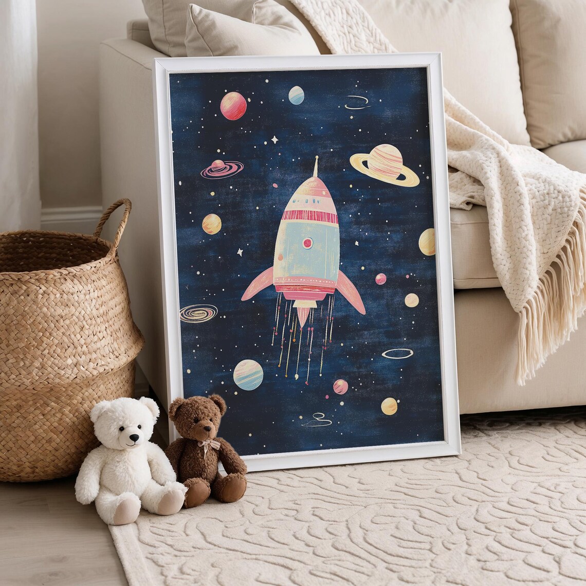 Space Rocket Poster, Nursery Kids Room Decor - Image 4