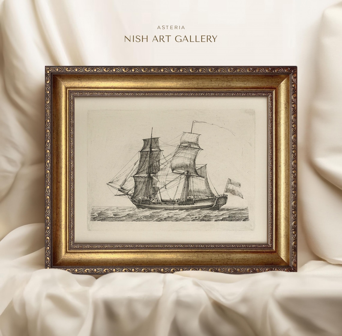 Vintage Boat Sketch Art Print, Nautical Gift