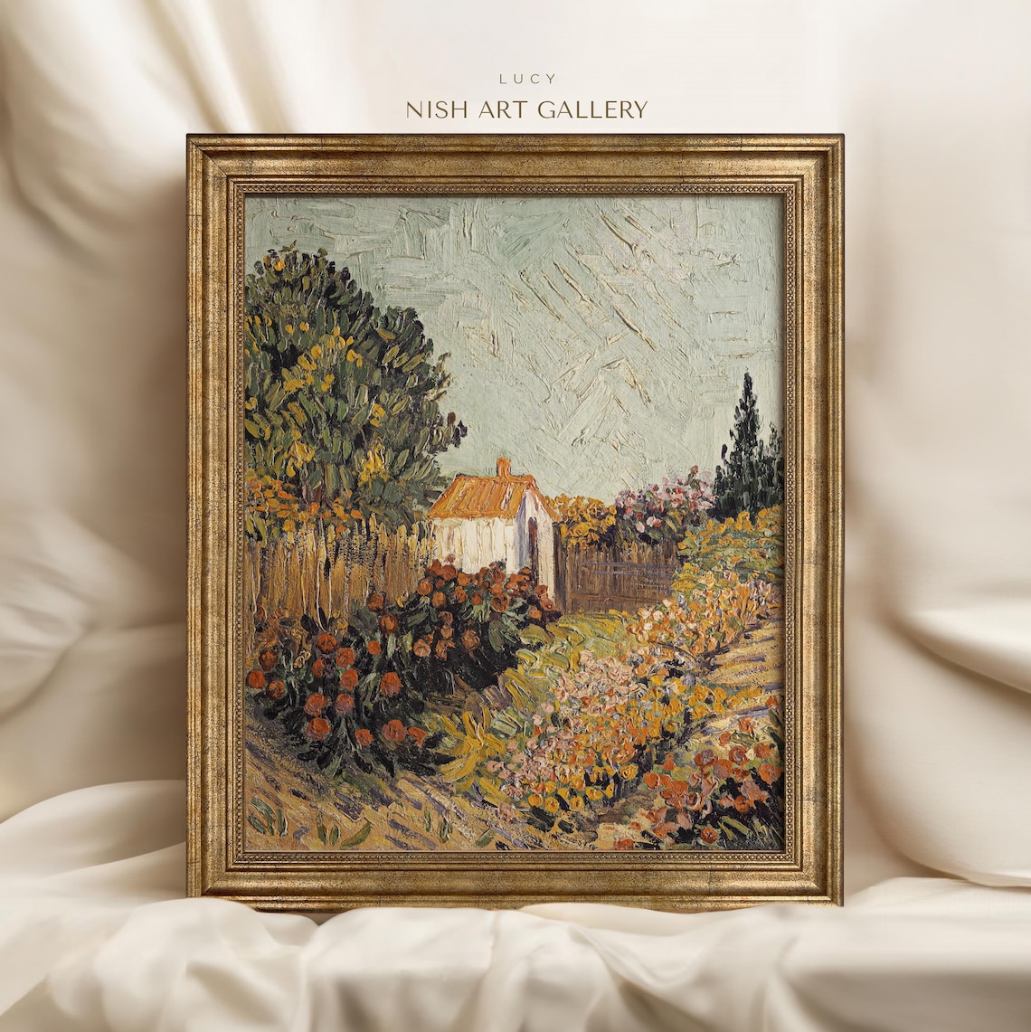 Vintage Landscape Art Print, Antique Oil Painting Replica