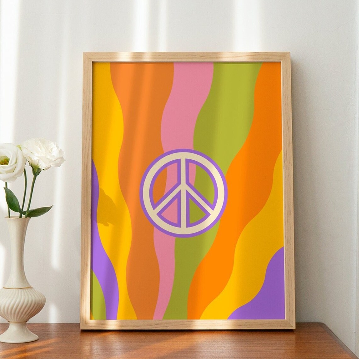 Retro Peace Poster, Trendy Wall Decor Art Print