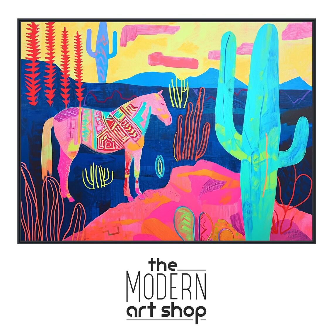 Horseplay Southwestern Horse and Saguaro Cactus Art Print - Image 4