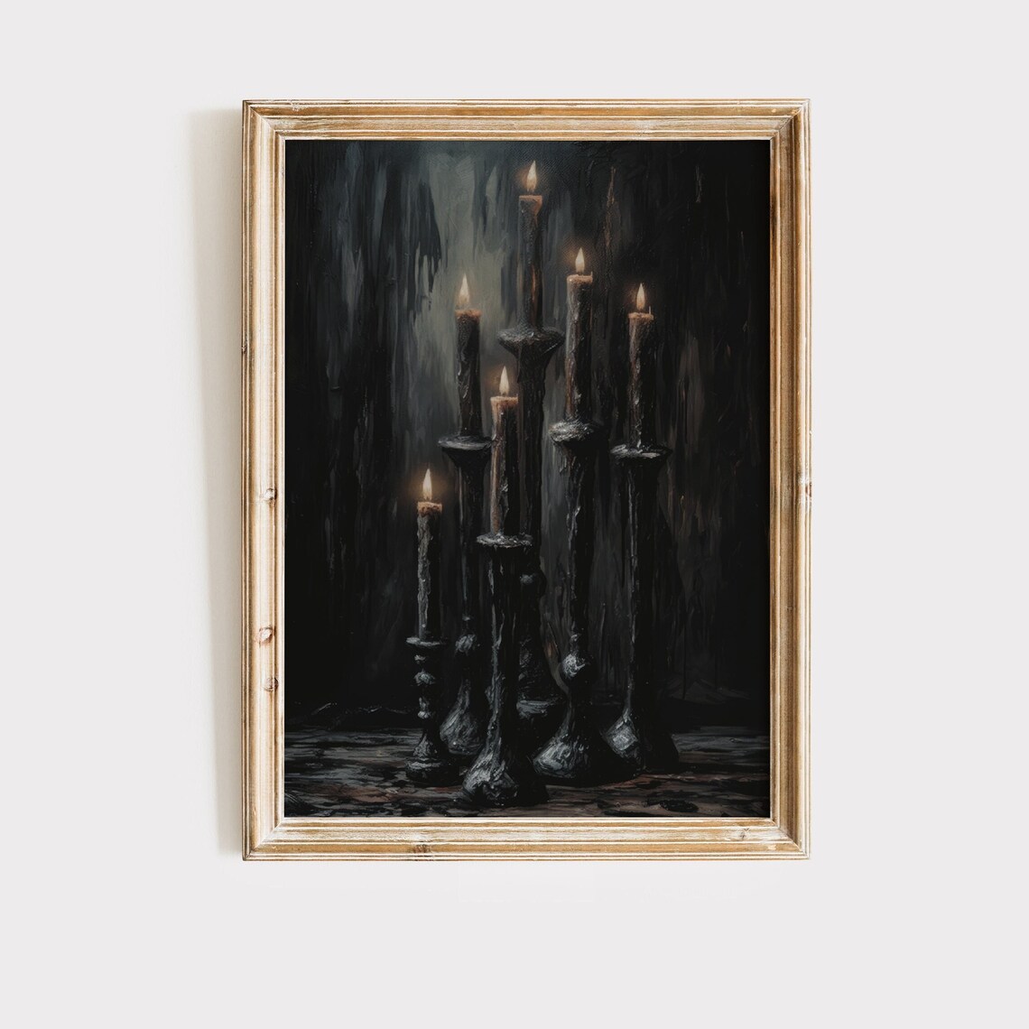 Halloween Decor Black Candles Vintage Style Halloween Moody Dark Academia Wall Art - Image 2